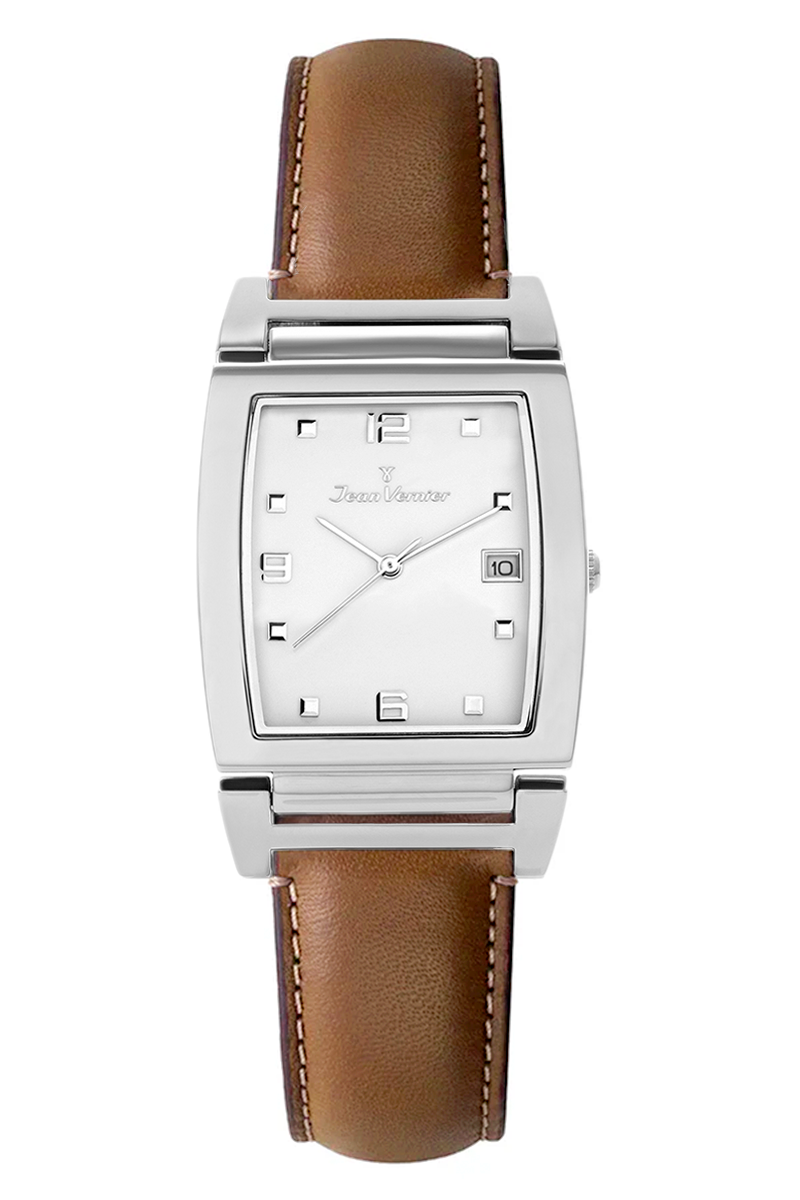 Relógio Jean Vernier Masculino Pulseira Couro Marrom JV00238BM