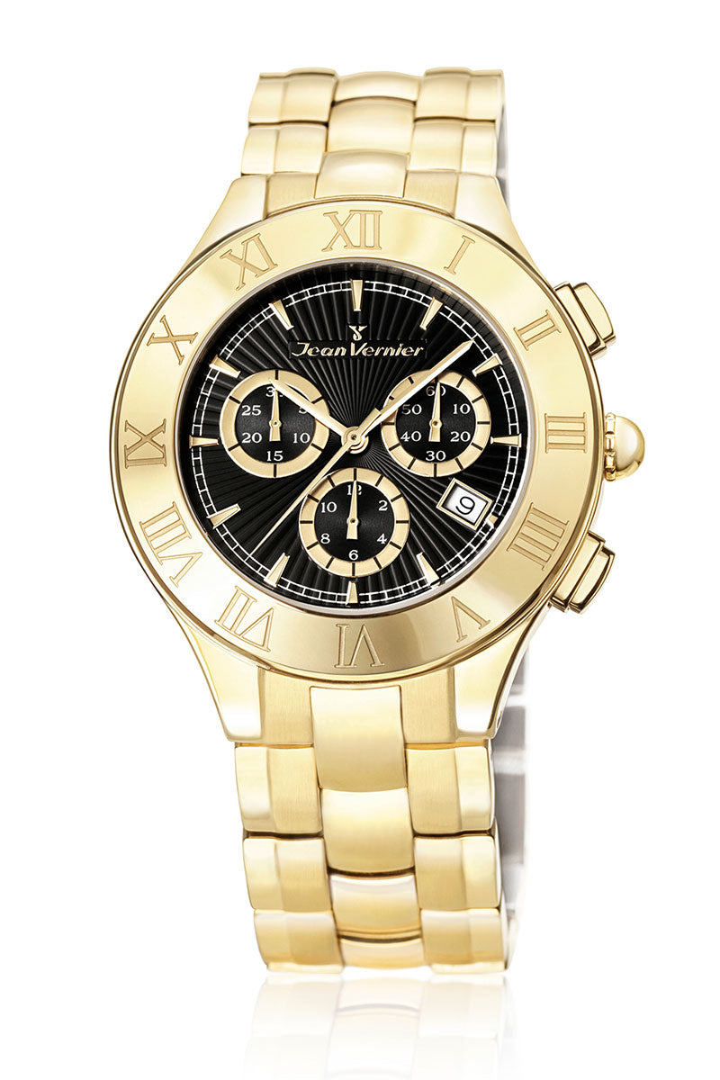 Relógio de Pulso Jean Vernier Dourado Cronógrafo JV03672