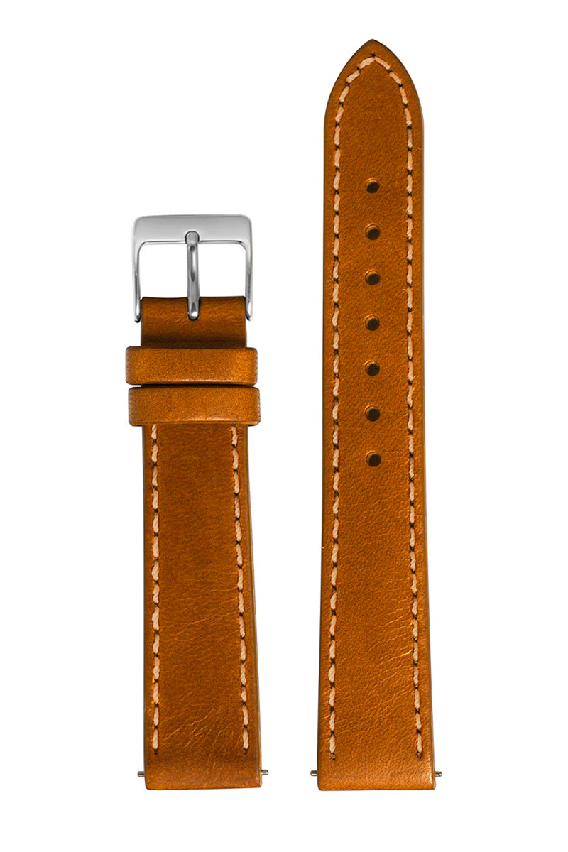 Pulseira Couro Lisa Havana Fivela Prata PU1014 (18mm)