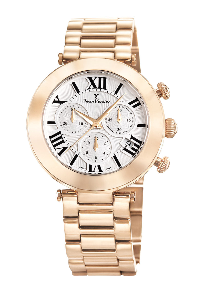 Relógio Jean Vernier Feminino Cronógrafo Rosé JV06853