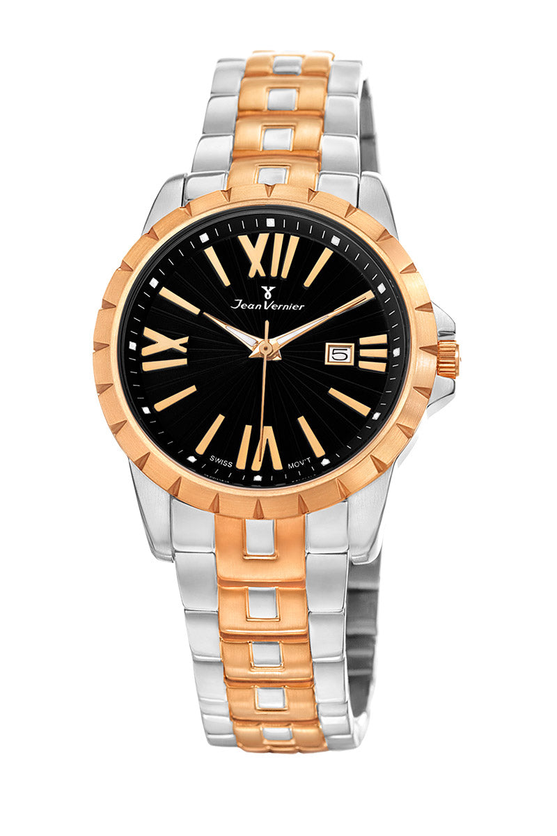 Relógio Jean Vernier Aço Inoxidável Bicolor  Feminino Suíço JV01334