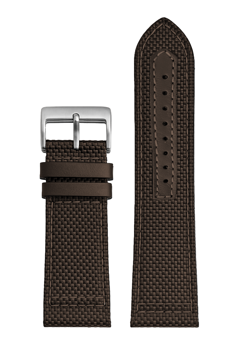 Pulseira Nylon Marrom Fivela Prata PU296GM (24mm)