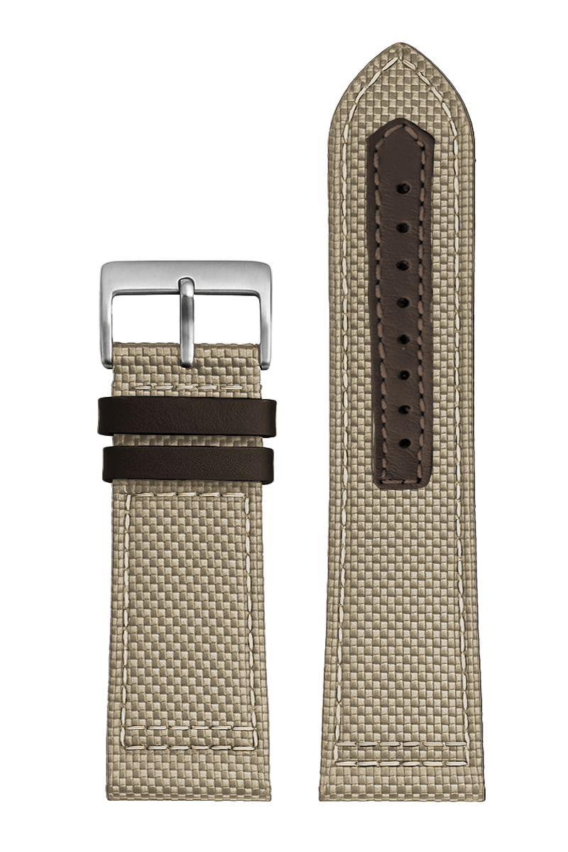 Pulseira Nylon Bege Fivela Prata PU296GB (24mm)