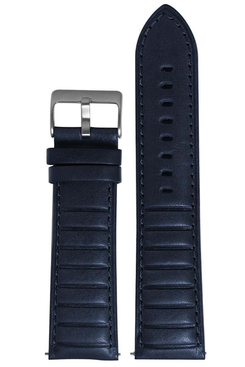 Pulseira Couro Gomo Azul Fivela Prata PU1017 (24mm)