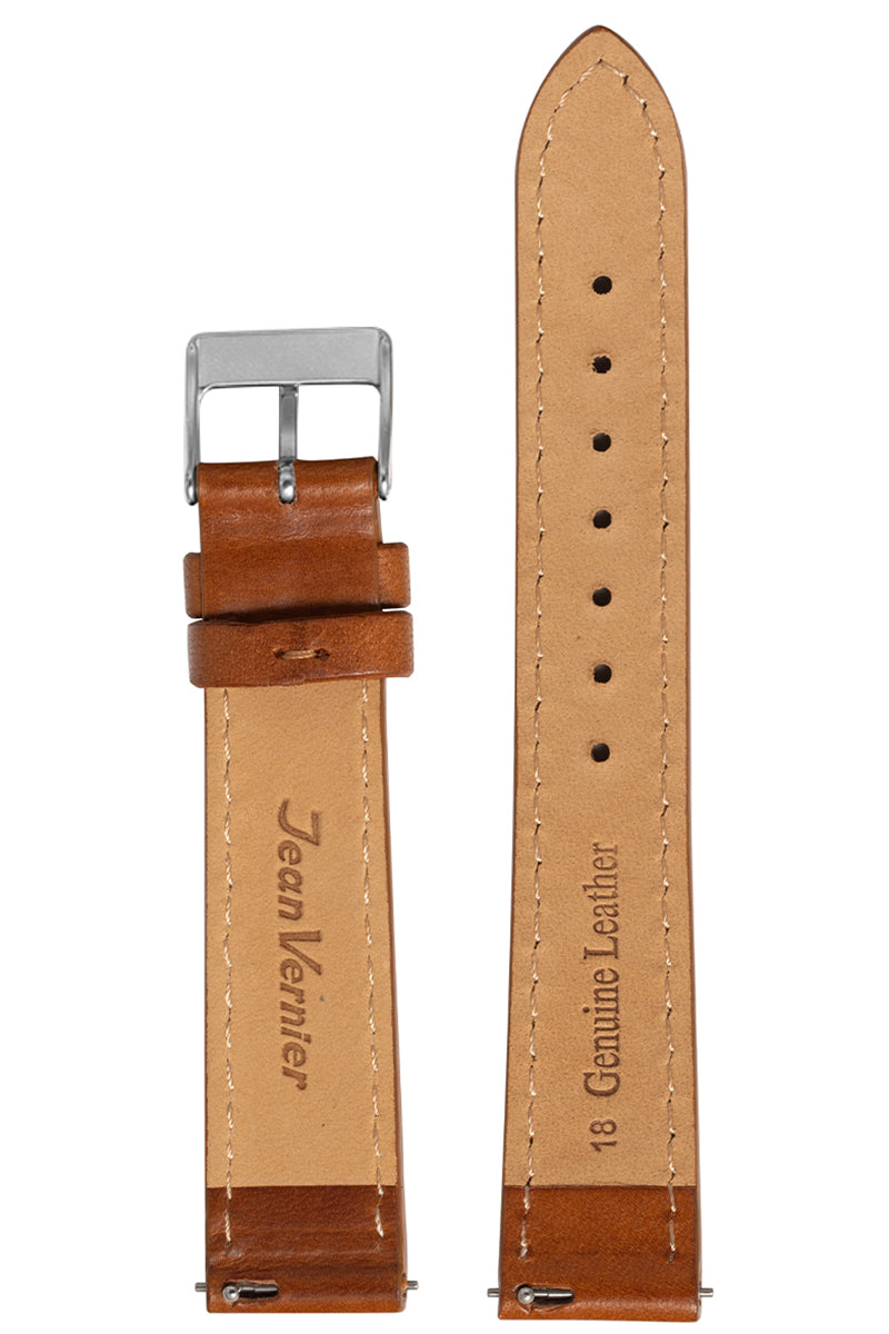 Pulseira Couro Lisa Havana Fivela Prata PU1014 (18mm) - Imagem 2