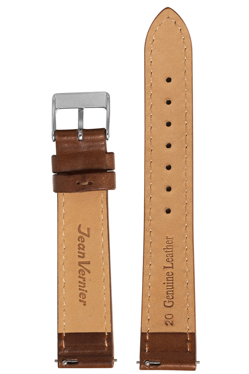 Pulseira Couro Lisa Marrom Fivela Prata PU1006 (20mm) - Imagem 2