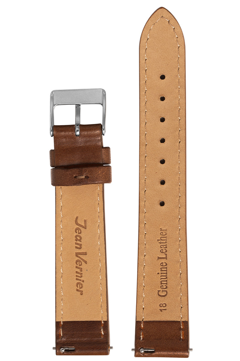 Pulseira Couro Lisa Marrom Fivela Prata PU1013 (18mm) - Imagem 2