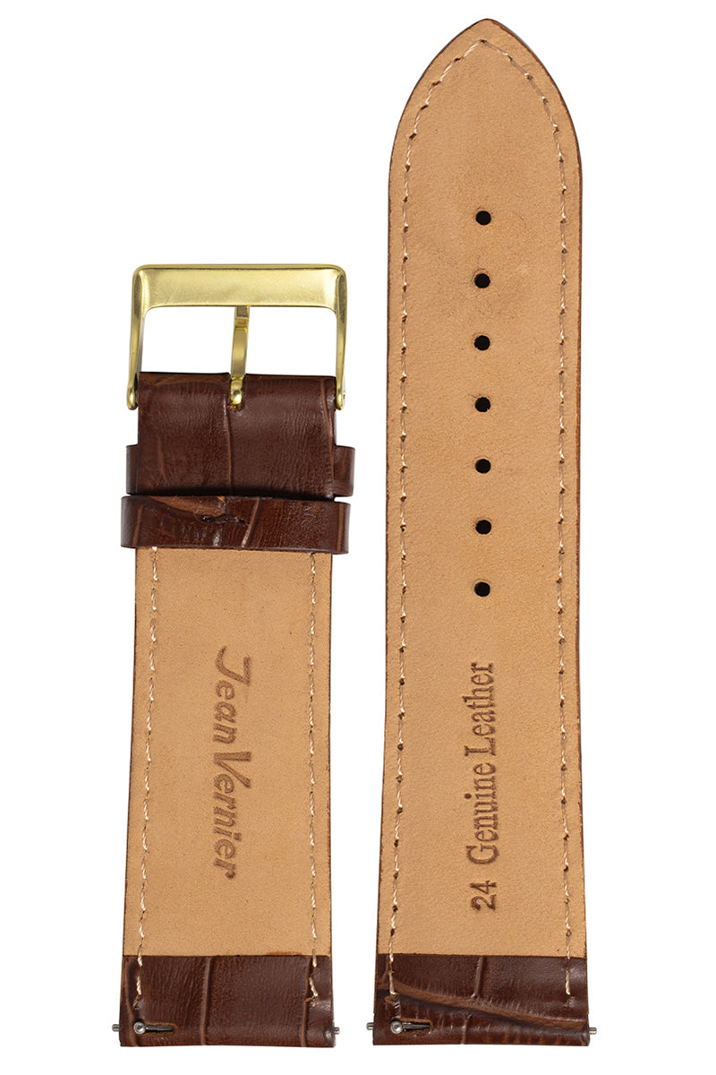 Pulseira Couro Marrom Fivela Dourado PU1020 (24mm) - Imagem 2