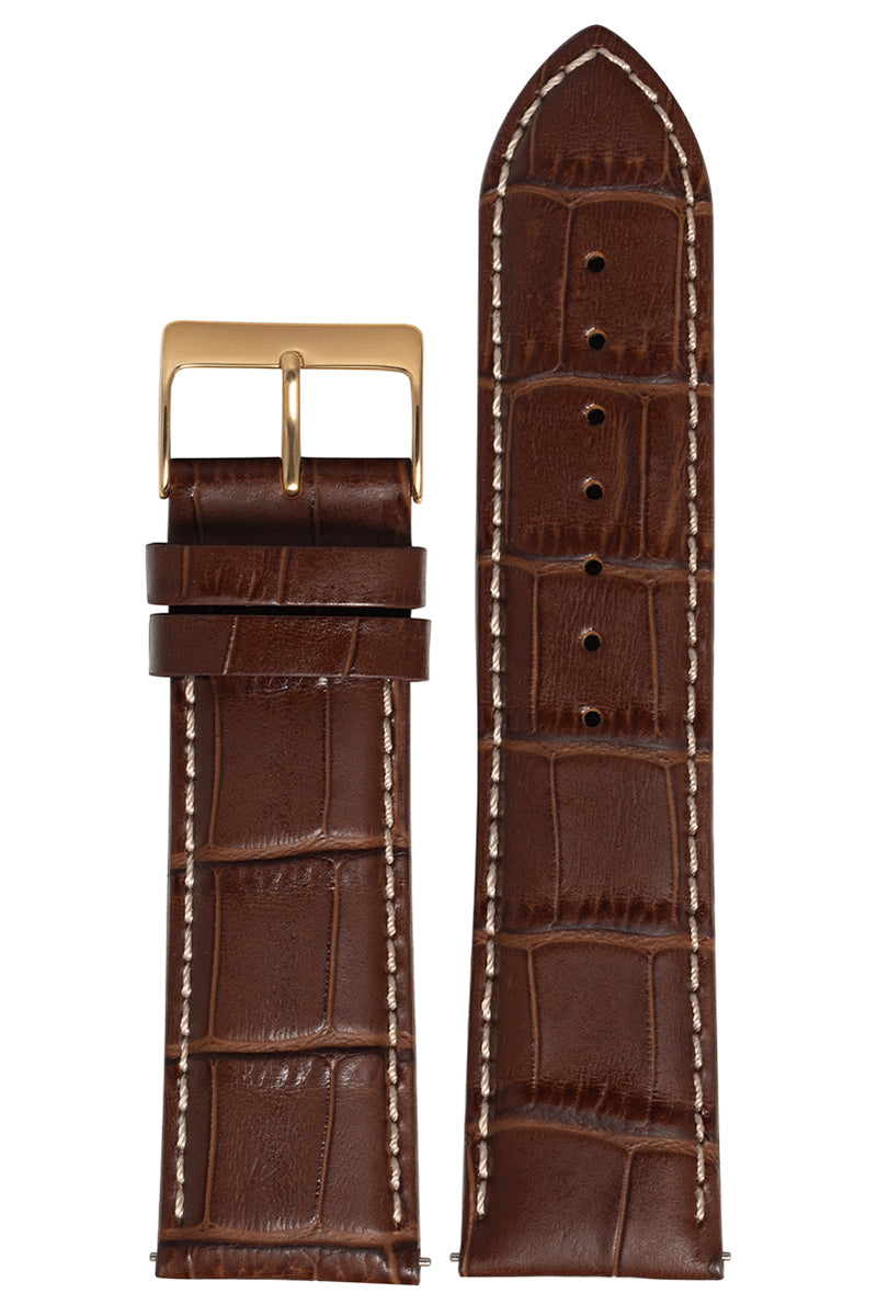 Pulseira Couro Marrom Fivela Rosegold PU1021 (24mm)