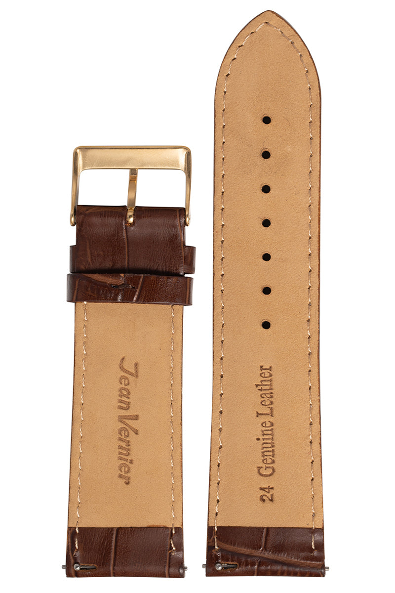 Pulseira Couro Marrom Fivela Rosegold PU1021 (24mm) - Imagem 2