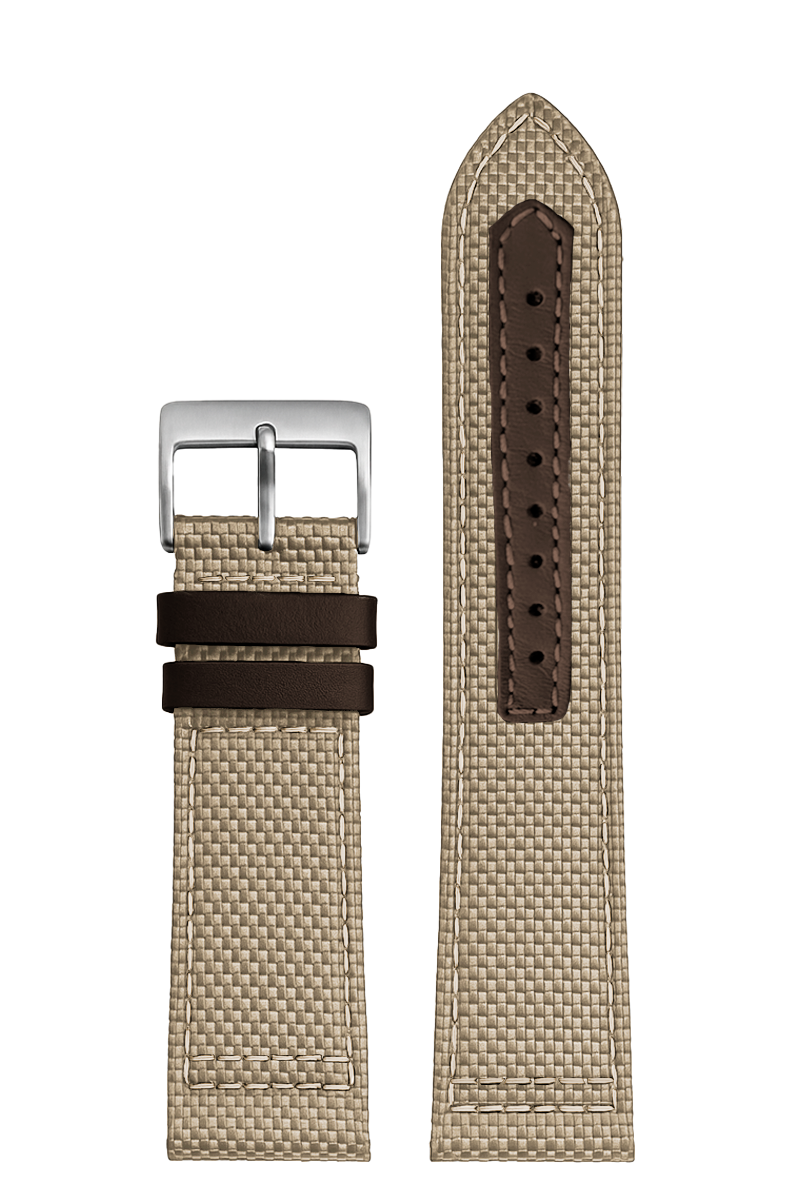 Pulseira Nylon Bege Fivela Prata PU296B (20mm)