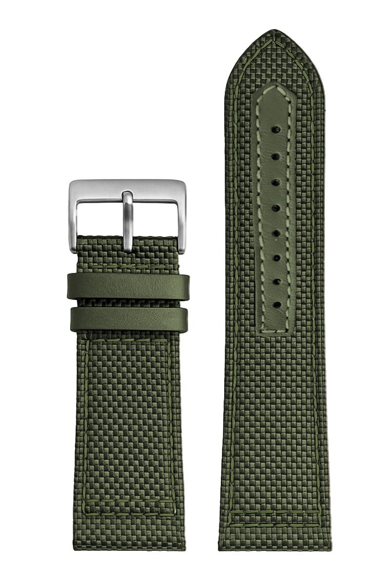 Pulseira Nylon Verde Fivela Prata PU296GV (24mm)