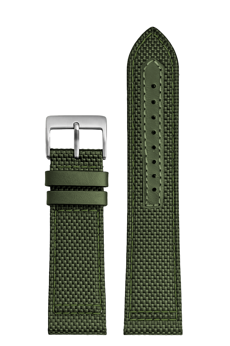 Pulseira Nylon Verde Fivela Prata PU296V (20mm)