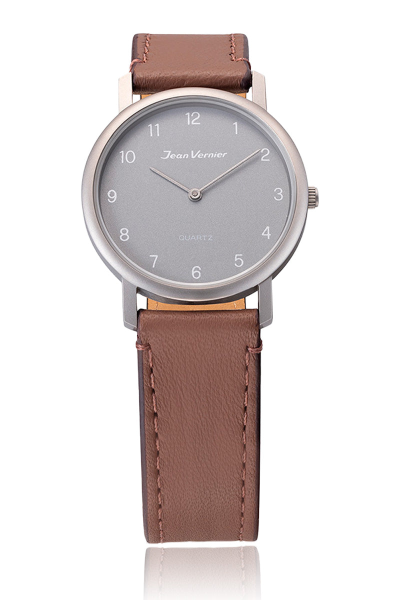 Relógio de Pulso Jean Vernier Caixa Titânio Pulseira Marrom JV02239MM