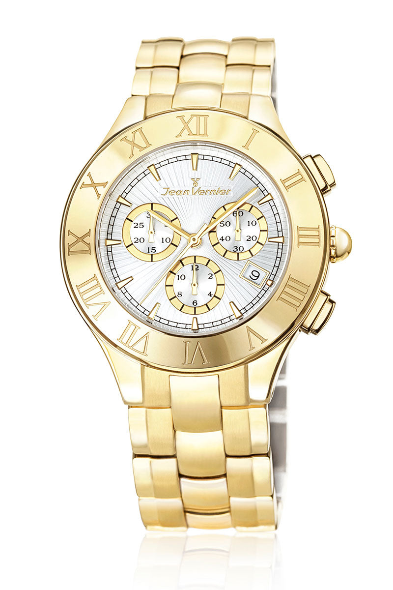 Relógio de Pulso Jean Vernier Dourado Cronógrafo JV03671