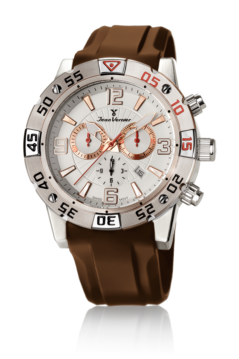 Relógio de Pulso Jean Vernier Marrom Cronógrafo JV01110M