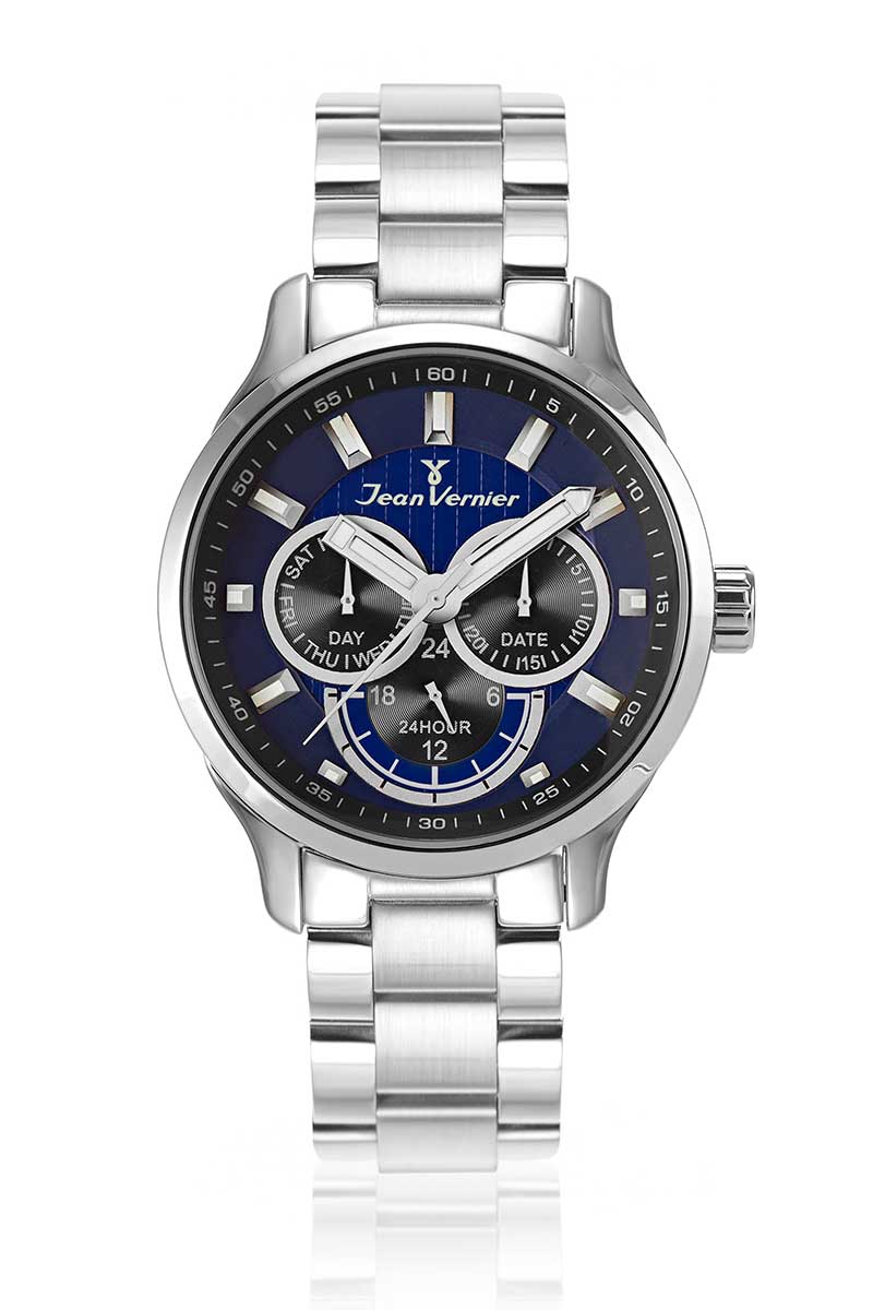 Relógio de Pulso Jean Vernier Masculino Prata Cronógrafo JV01763