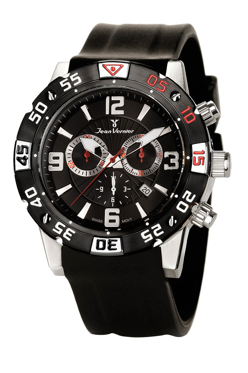 Relógio de Pulso Jean Vernier Masculino Preto Cronógrafo JV01109