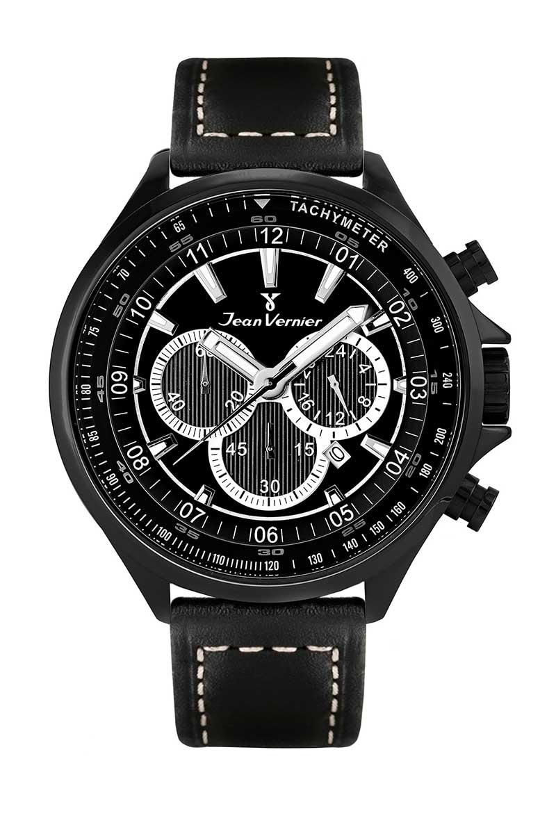 Relógio de Pulso Jean Vernier Masculino Preto Cronógrafo JV01371