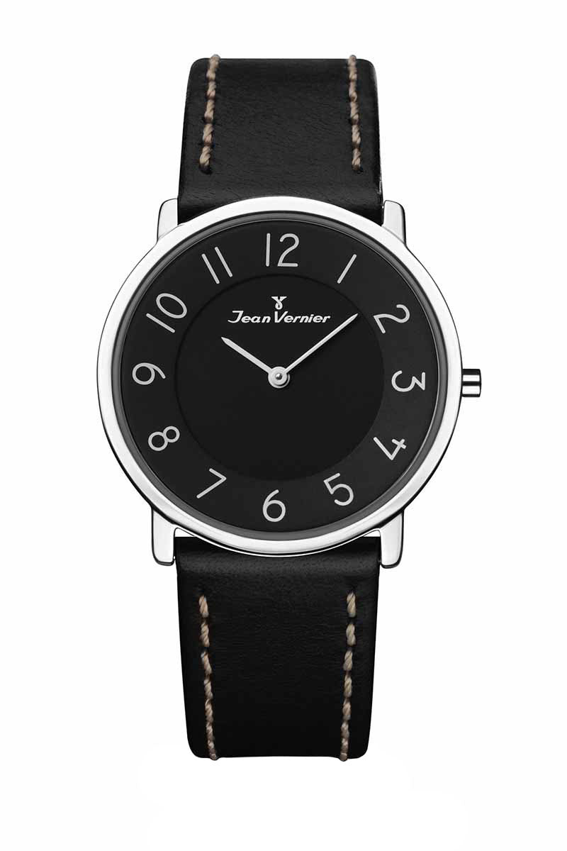 Relógio de Pulso Jean Vernier Masculino Pulseira Couro Preto JV35191CP