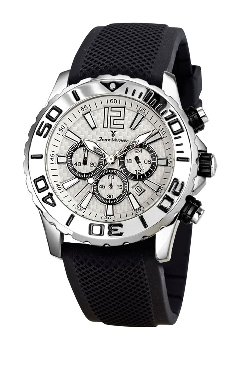 Relógio de Pulso Jean Vernier Masculino Pulseira Silicone Preto JV02091