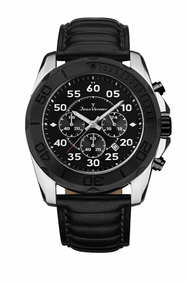 Relógio de Pulso Jean Vernier Preto Cronógrafo JV61161P