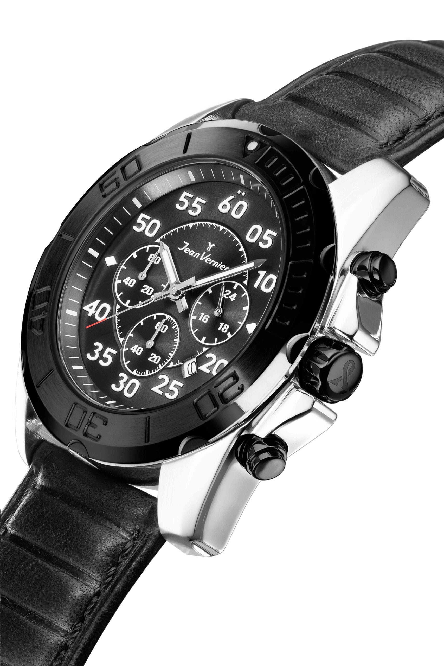 Relógio de Pulso Jean Vernier Preto Cronógrafo JV61161P - Imagem 2