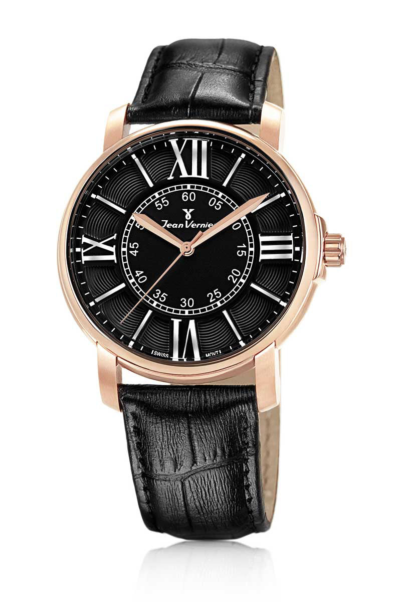 Relógio de Pulso Jean Vernier Pulseira Couro Preto JV01091