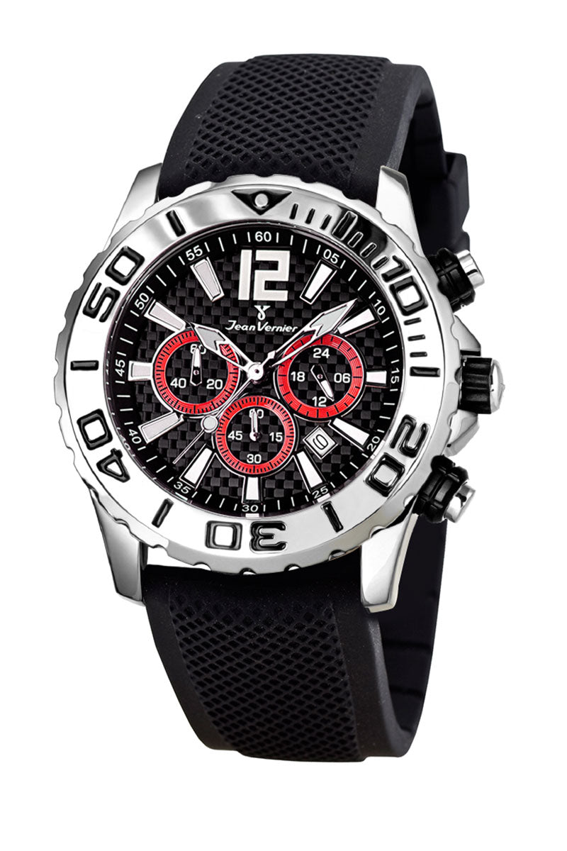 Relógio de Pulso Jean Vernier Pulseira Silicone Preto JV02093