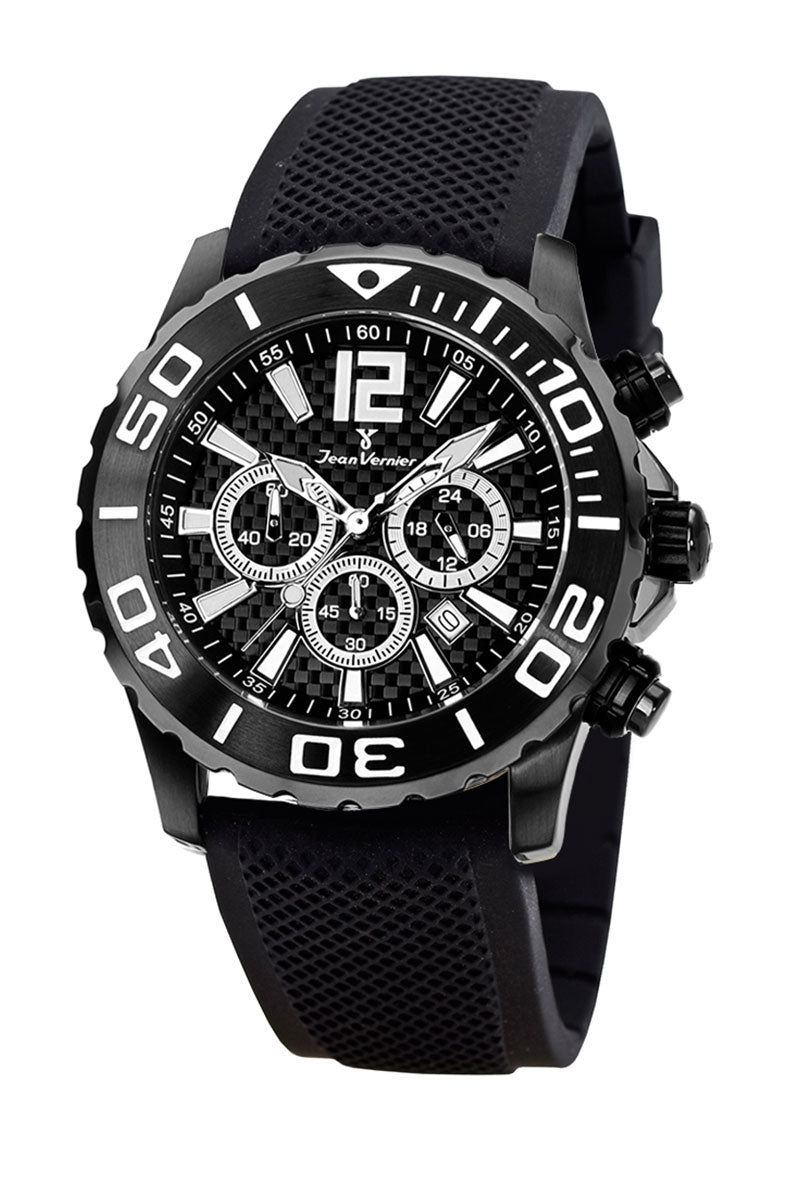 Relógio de Pulso Jean Vernier Pulseira Silicone Preto JV02094