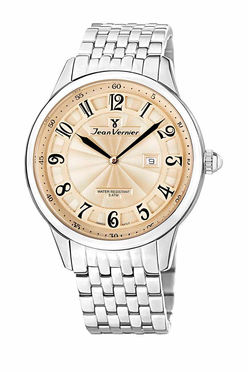 Relógio Jean Vernier Aço 316L Masculino Movimento Suíço Calendário JV01127