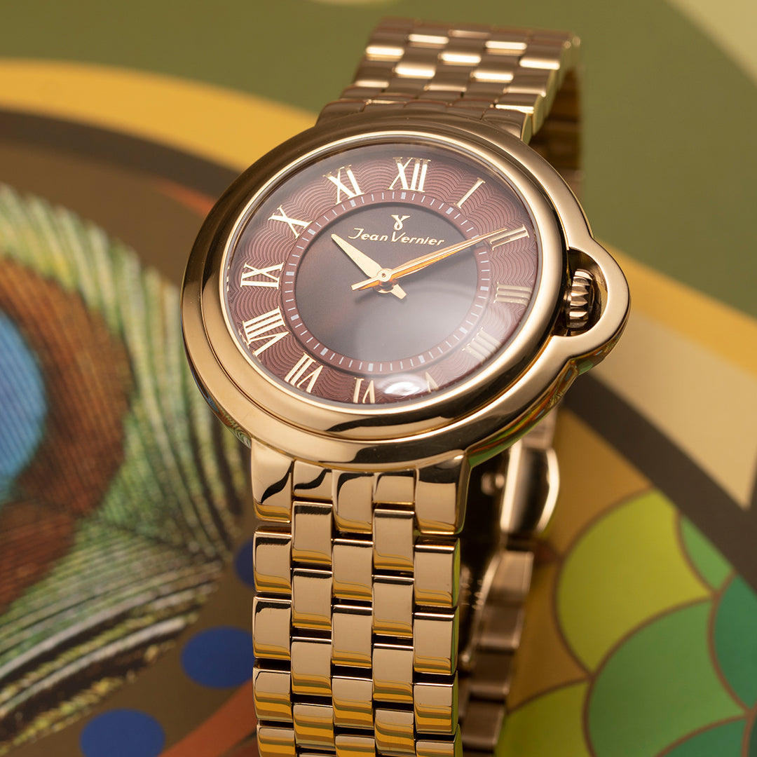 Relógio Jean Vernier Aço Dourado Fecho Duplo  Movimento Suíço JV01148 - Imagem 2