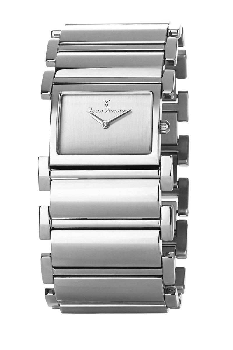 Relógio Jean Vernier Aço Inoxidável Feminino Prateado Pulseira Bracelete JV00464