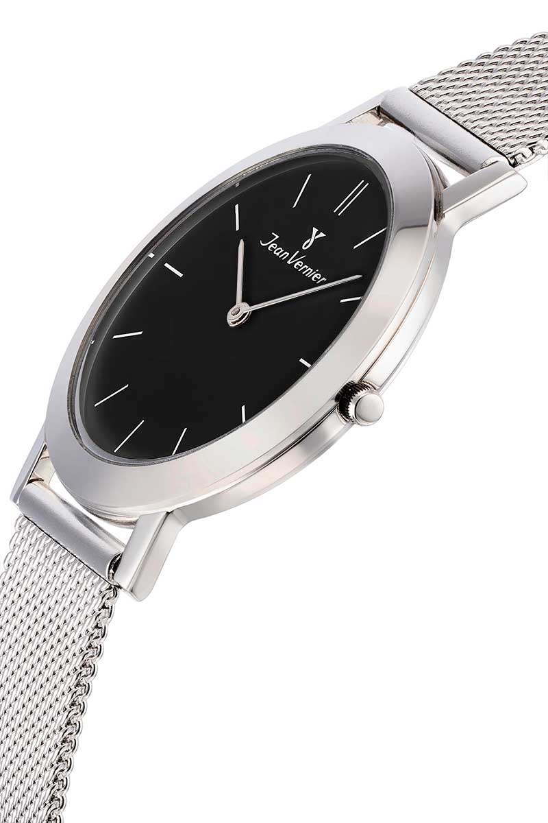 Relógio Jean Vernier Aço Inoxidável Mostrador Preto Caixa Slim JV00046A - Imagem 2