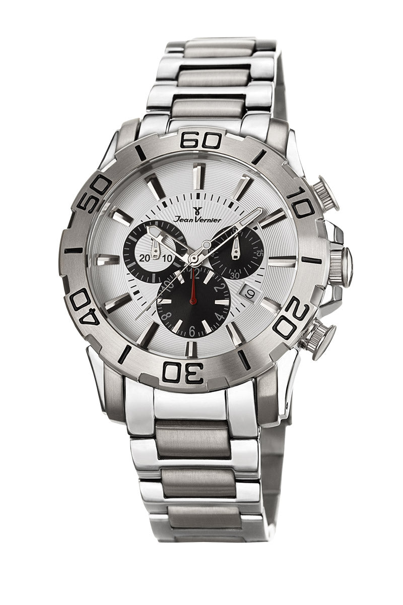 Relógio Jean Vernier Aço Prateado Cronógrafo Masculino 10ATM - JV01135
