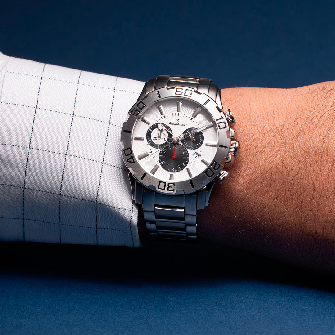 Relógio Jean Vernier Aço Prateado Cronógrafo Masculino 10ATM - JV01135 - Imagem 2