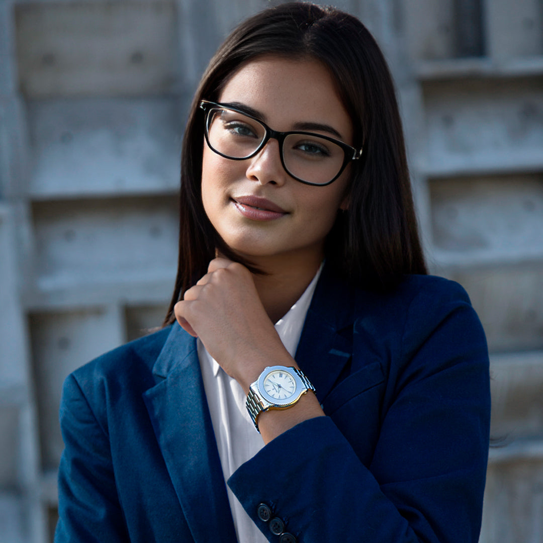 Relógio Jean Vernier Aço Prateado Fecho Duplo Calendário Movimento Suíço JV01022 - Imagem 2