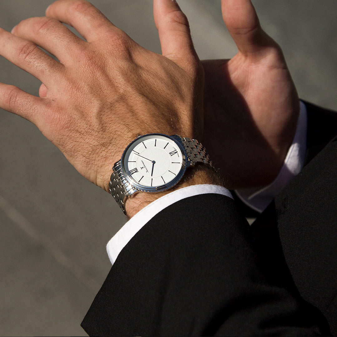 Relógio Jean Vernier Aço Prateado Masculino Calendário Movimento Suíço JV01026 - Imagem 3