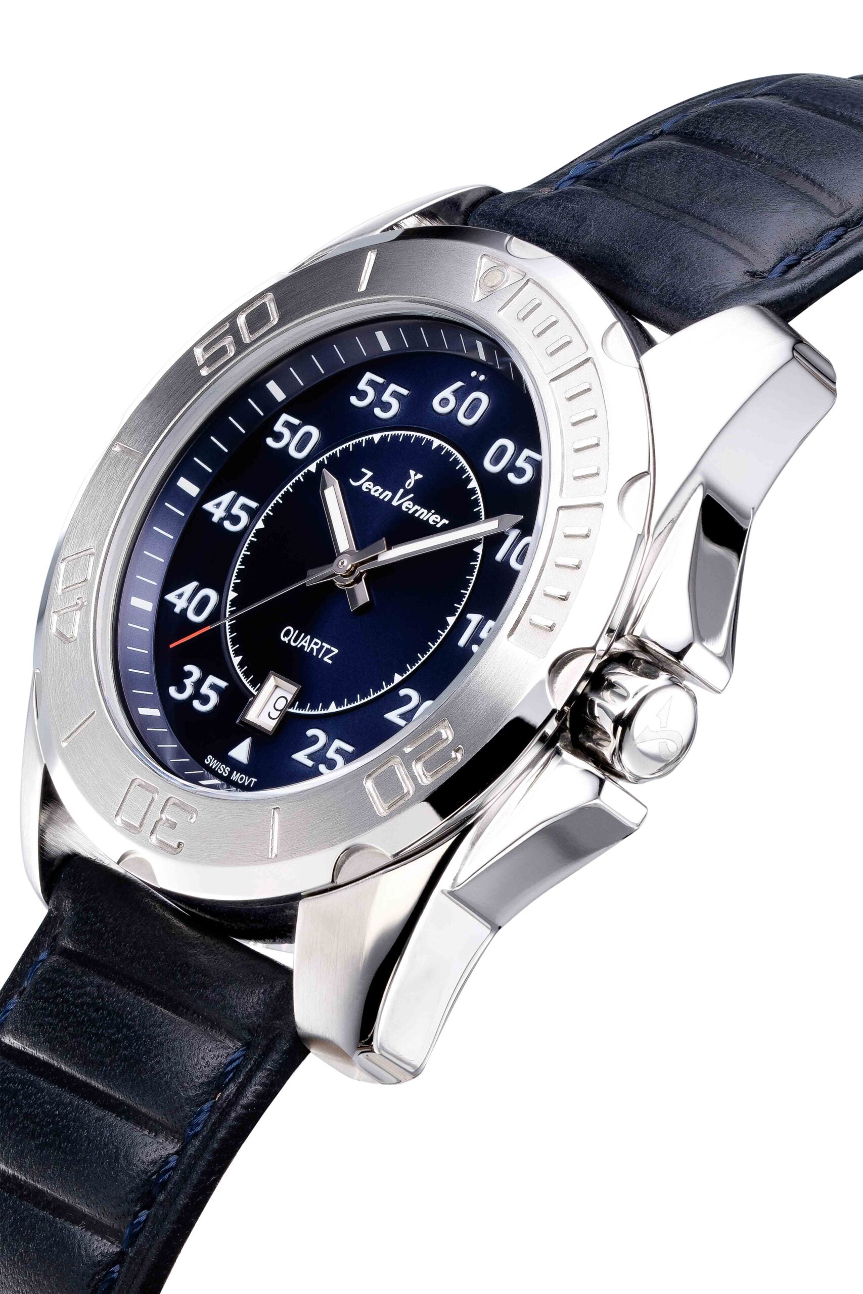 Relógio Jean Vernier Azul Calendário Movimento Suíço JV61211A - Imagem 3