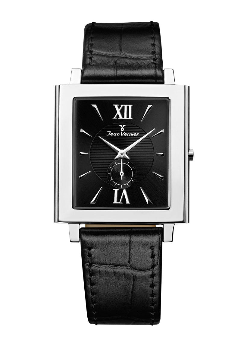 Relógio Jean Vernier Caixa Aço 316L Pulseira Couro Slim Movimento Suíço  JV00829