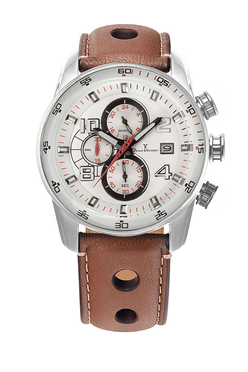 Relógio Jean Vernier Caixa Aço Cronógrafo 10ATM Masculino JV005256