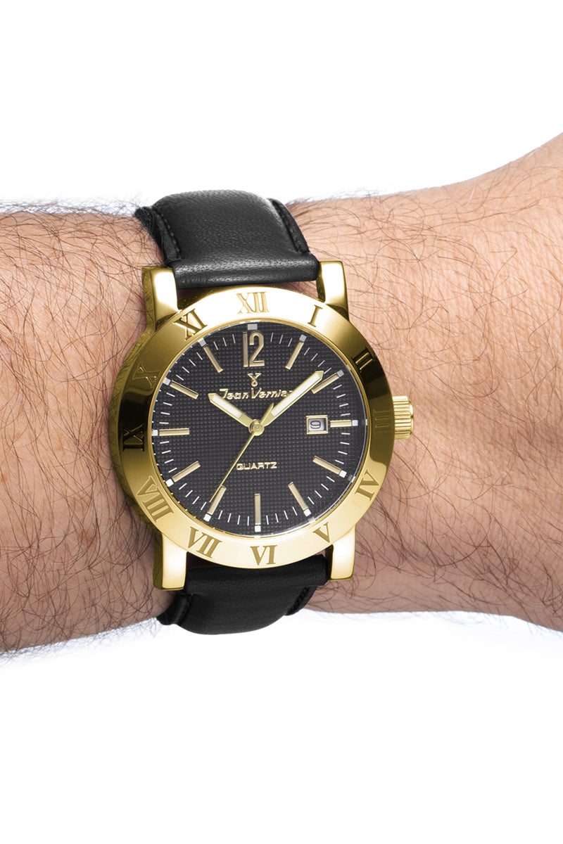 Relógio Jean Vernier Caixa Aço Dourado Calendário Masculino 10ATM -JV00230P - Imagem 3