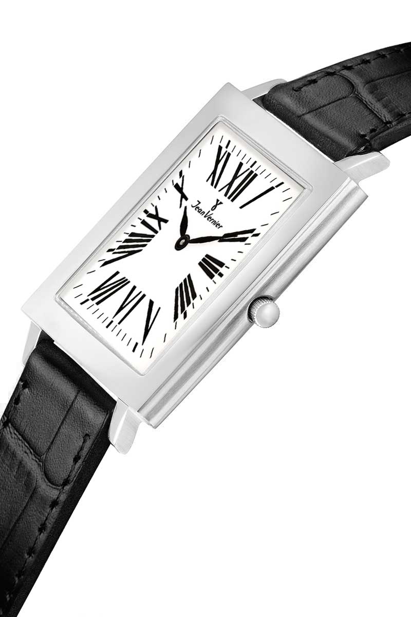 Relógio Jean Vernier Caixa Aço Pulseira Couro Masculino Movimento Suíço JV00832 - Imagem 2