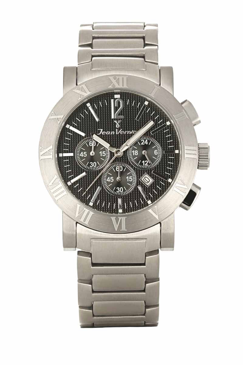 Relógio Jean Vernier Caixa e Pulseira Aço Inoxidável Cronógrafo 10ATM - JV00250