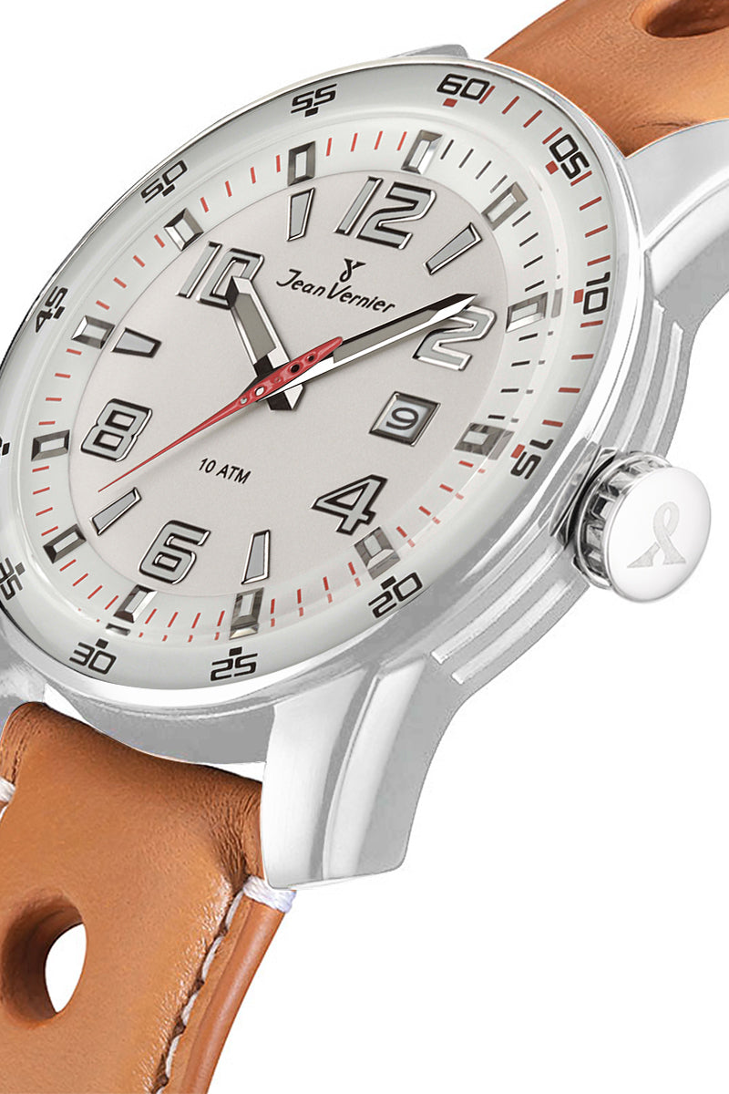 Relógio Jean Vernier Caixa Pulseira Couro Marrom Havana Calendário JV005185 - Imagem 2