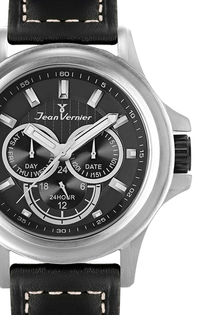 Relógio Jean Vernier Calendário Couro Preto JV01662 - Imagem 2