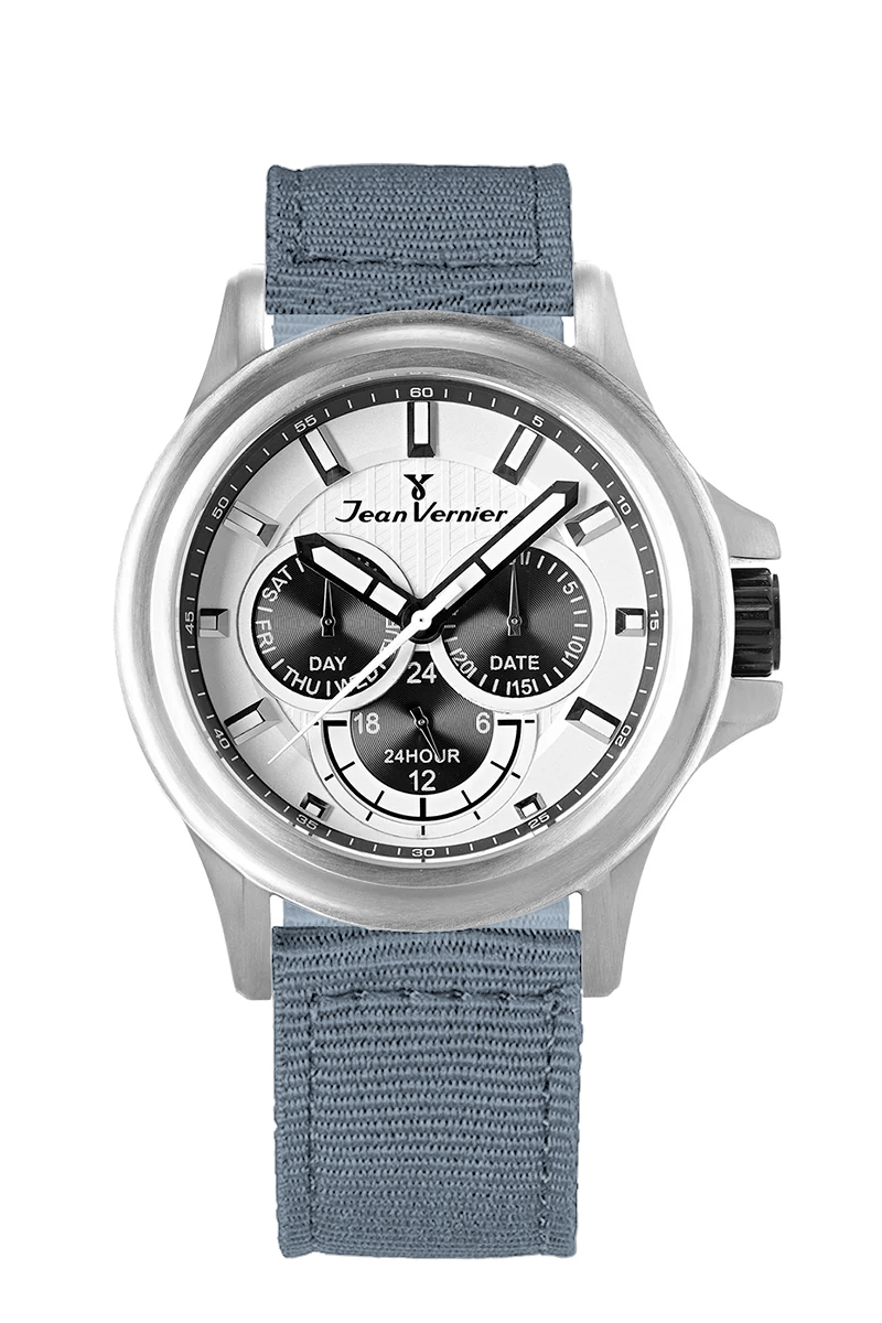 Relógio Jean Vernier Calendário Nylon Cinza JV01661NC
