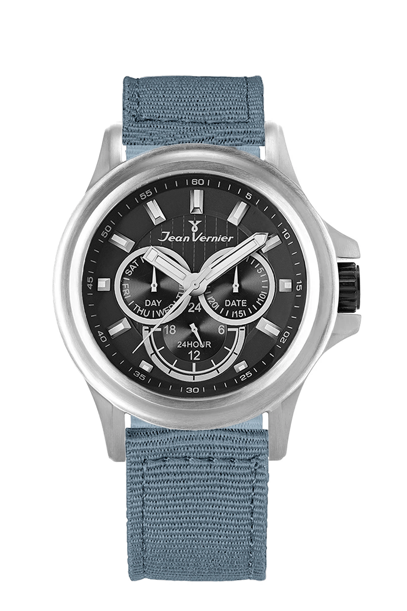 Relógio Jean Vernier Calendário Nylon Cinza JV01662NC