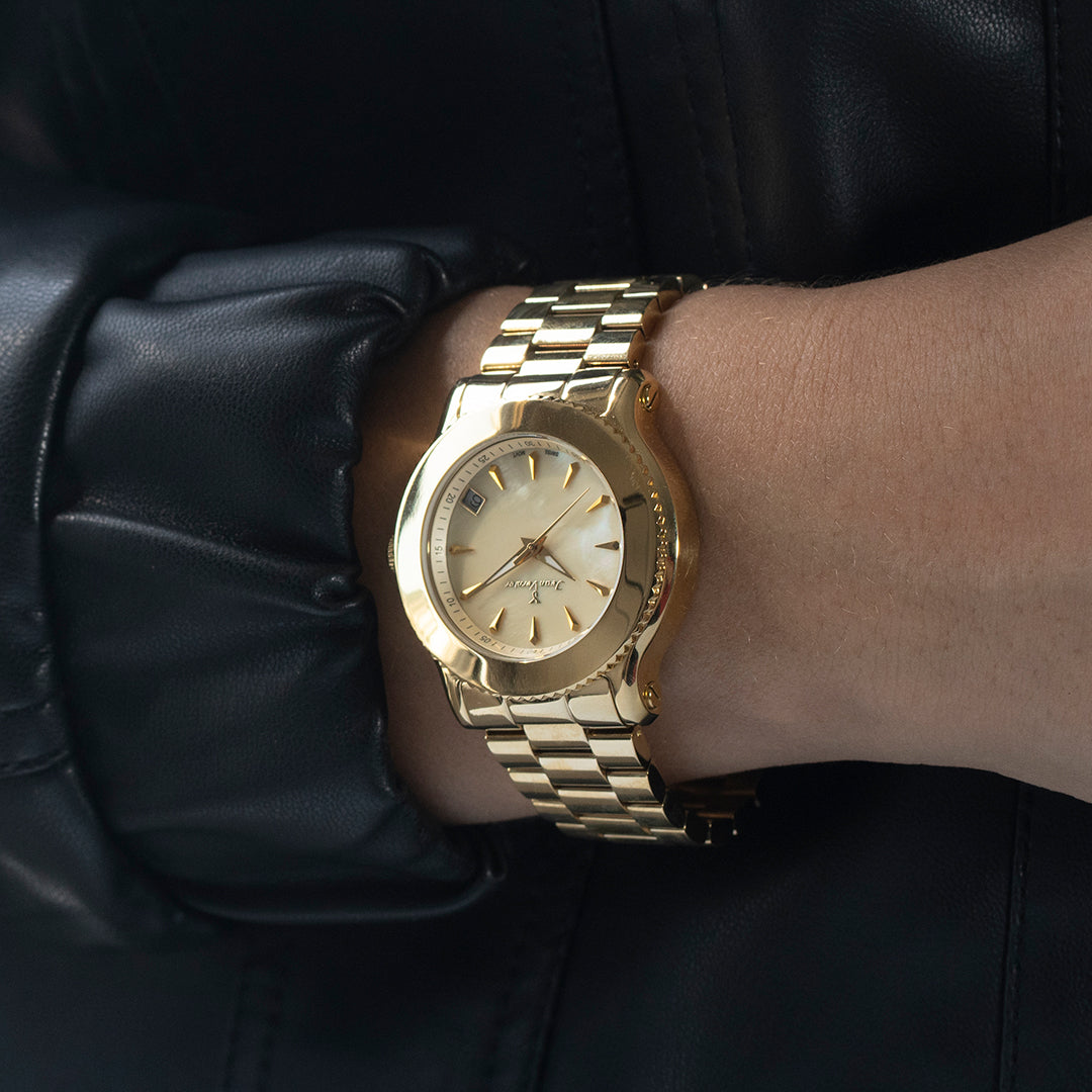 Relógio Jean Vernier Dourado Feminino Calendário Movimento Suíço JV01023 - Imagem 3