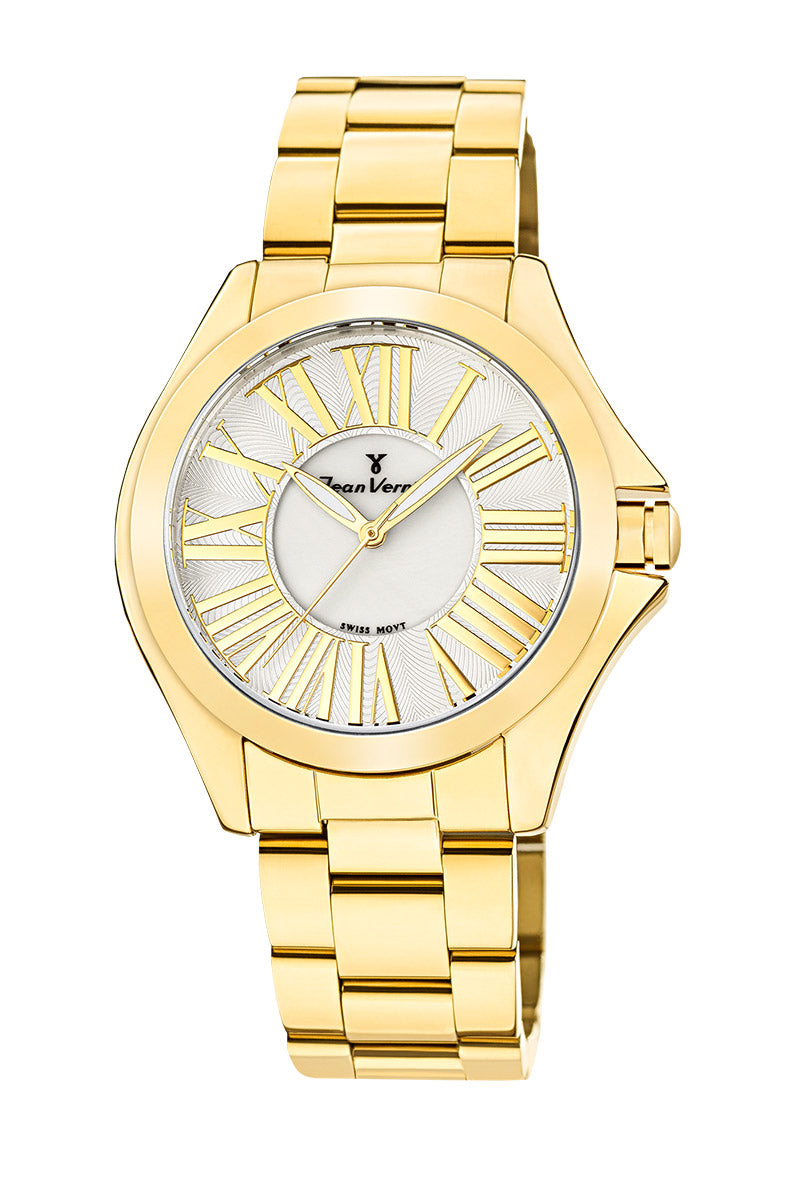 Relógio Jean Vernier Dourado Feminino Movimento Suíço 10ATM - JV01126